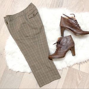 Loft Brown Plaid Capri Pants SZ 6P